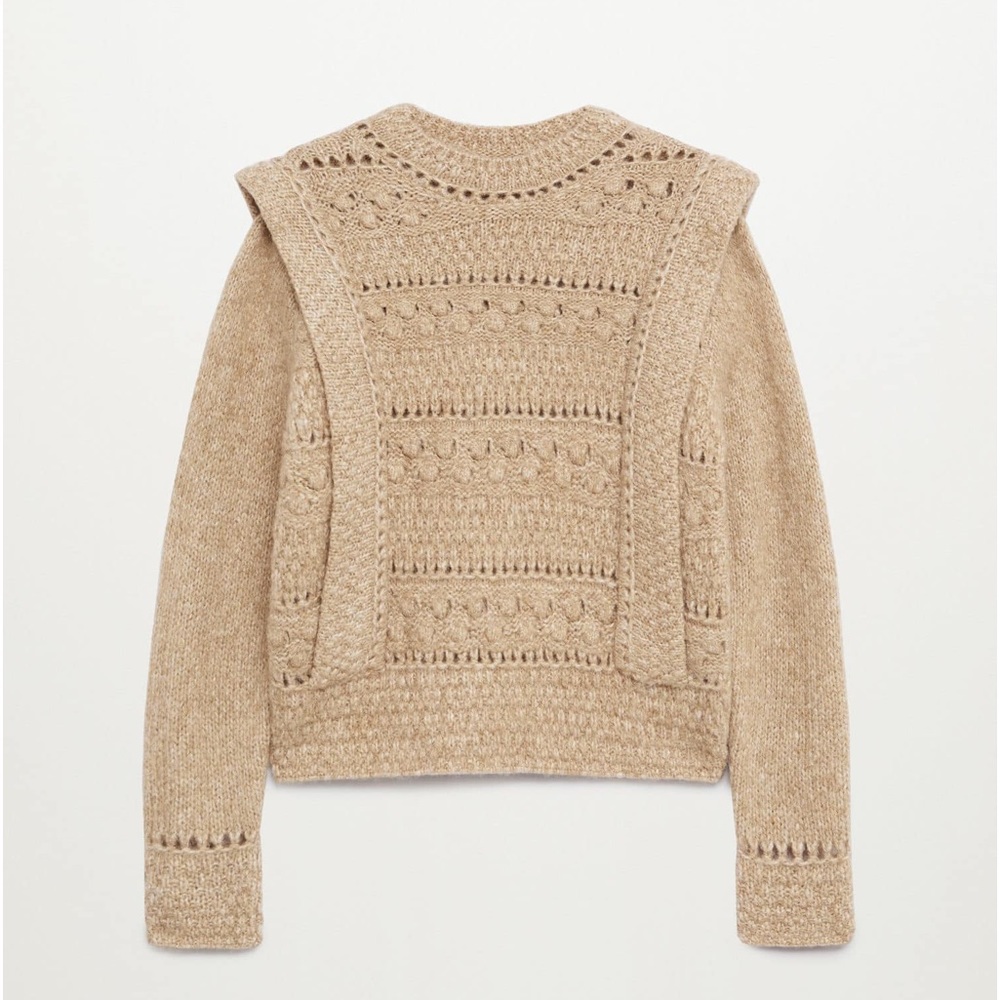 Mango Wool- blend Knit Sweater in Oatmeal Color